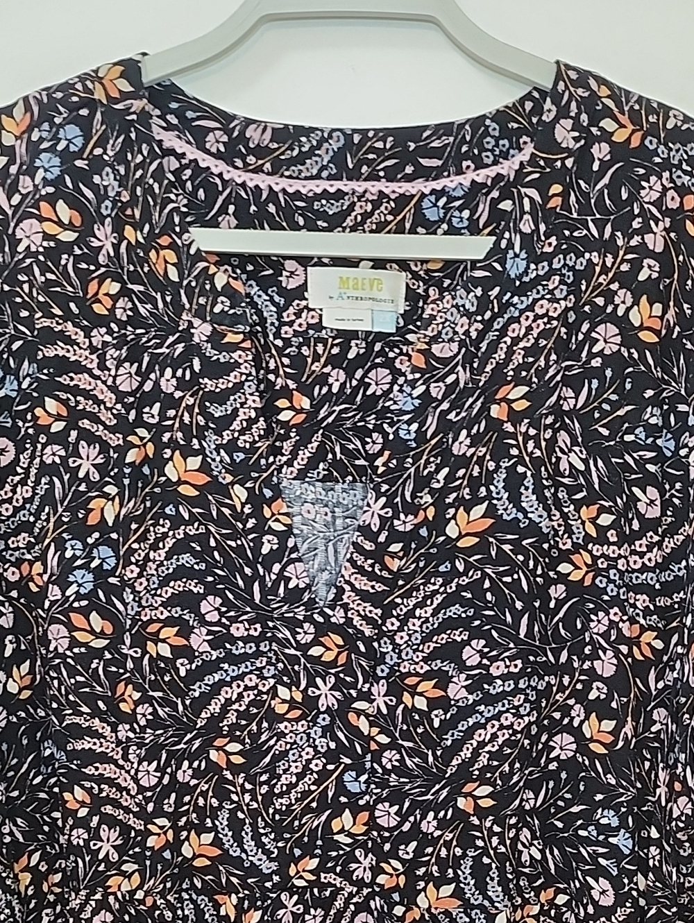Maeve Anthropologie Black Floral Mini Dress Tiered Ruffle Womens Boho Western 2X - Picture 6 of 16